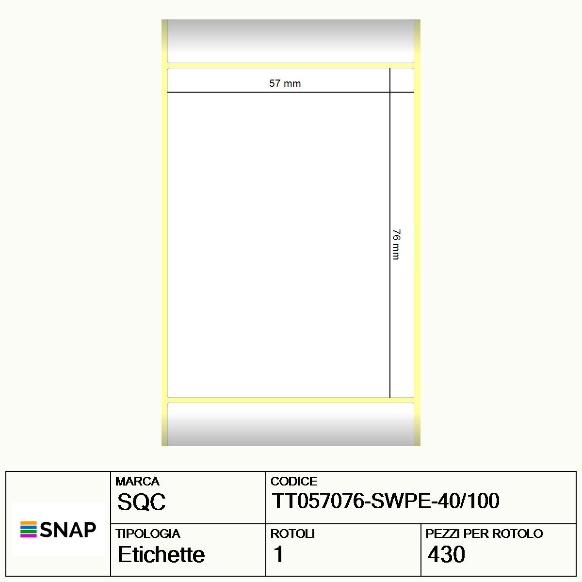 TT057076-SWPE-40/100 - Etichette SQC  S-STRONG Polietilene