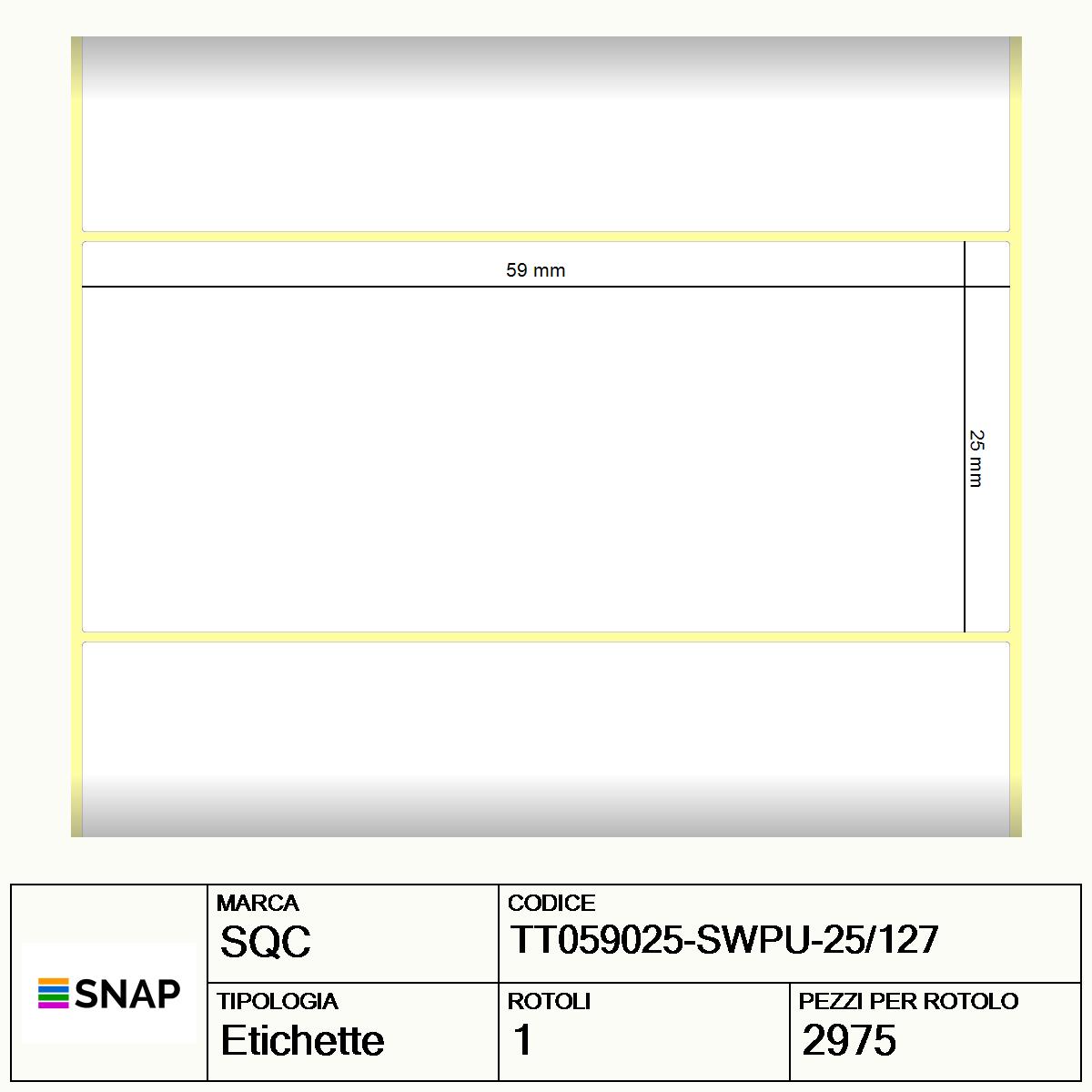 TT059025-SWPU-25/127 - Etichette SQC  S-DESK-PT Carta