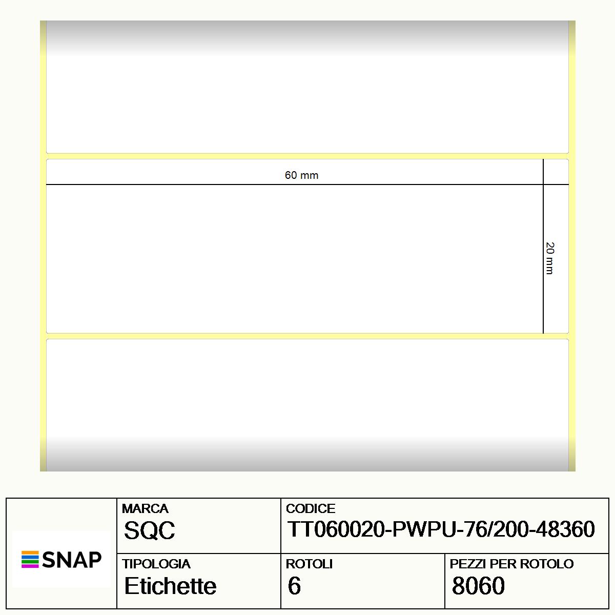 TT060020-PWPU-76/200-48360 - Etichette SQC  S-HARD-PT Carta