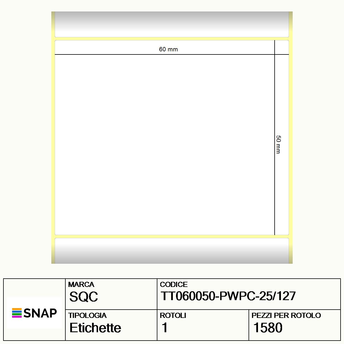 TT060050-PWPC-25/127 - Etichette SQC  S-DESK-PT Carta