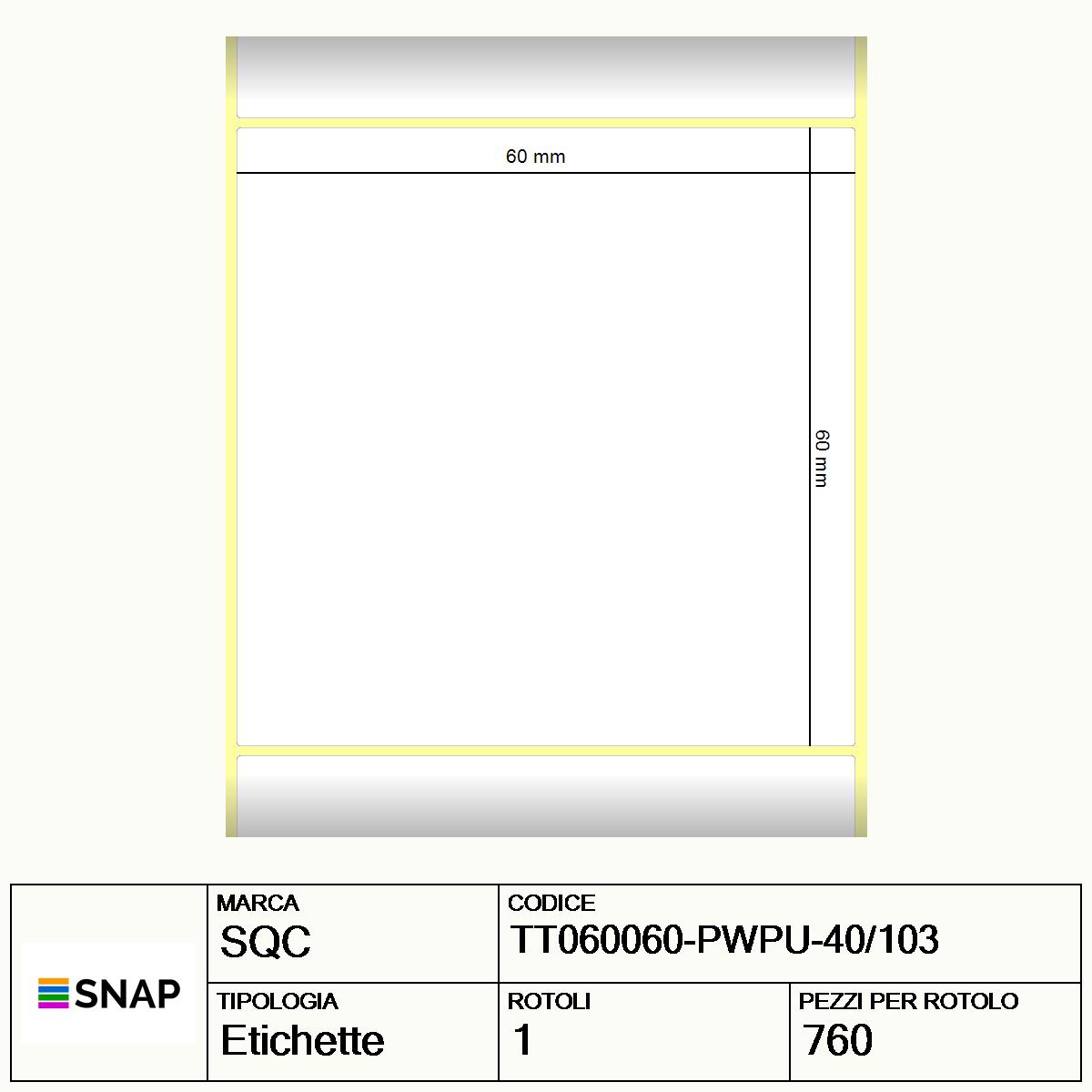 TT060060-PWPU-40/103 - Etichette SQC  S-DESK-PT Carta