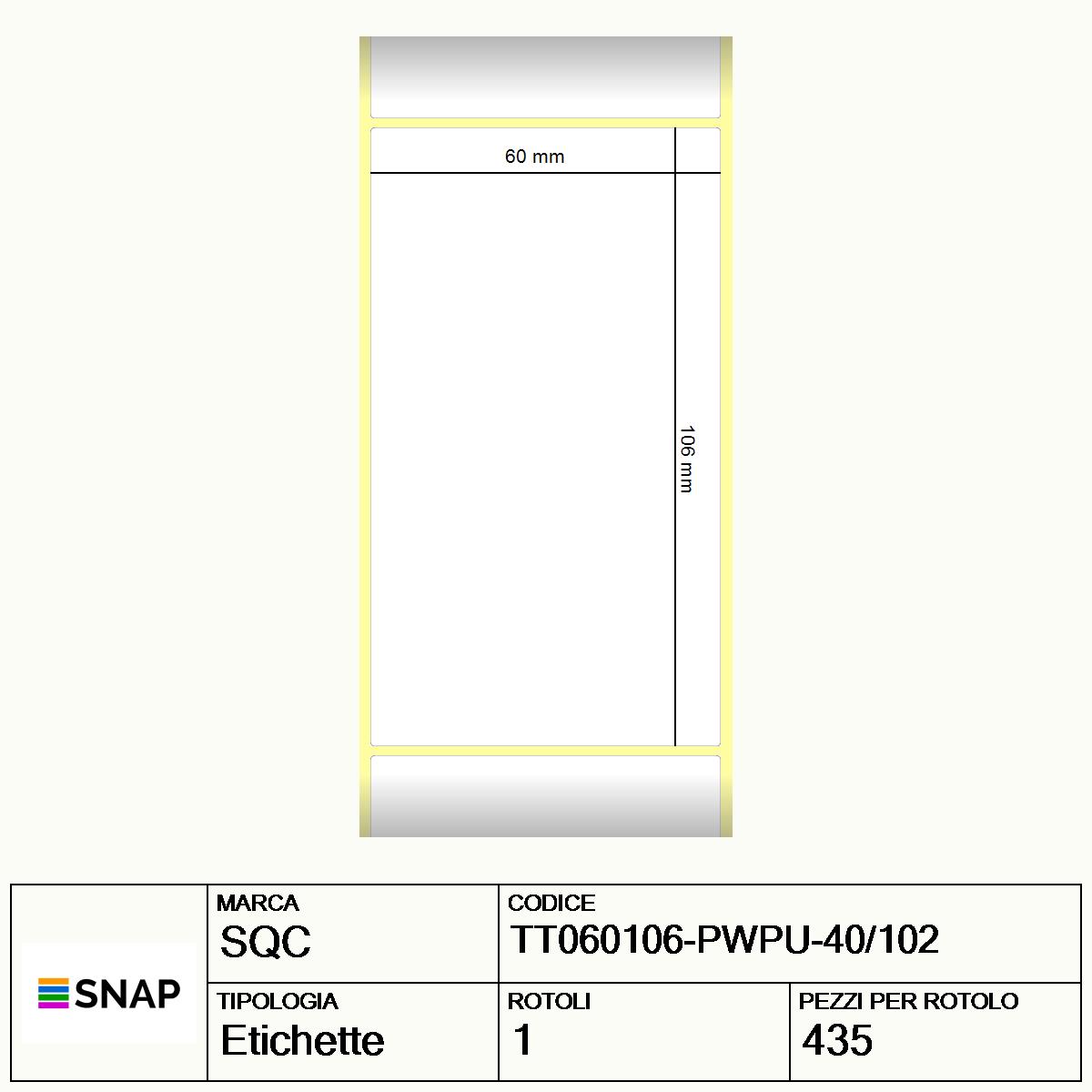 TT060106-PWPU-40/102 - Etichette SQC  S-DESK-PT Carta
