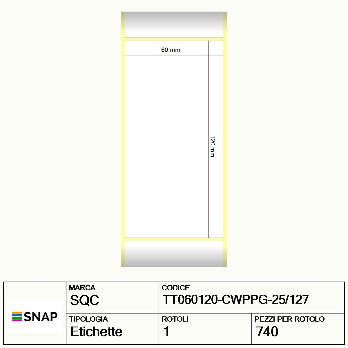 TT060120-CWPPG-25/127 - Etichette SQC  S-DESK-ST Polipropilene
