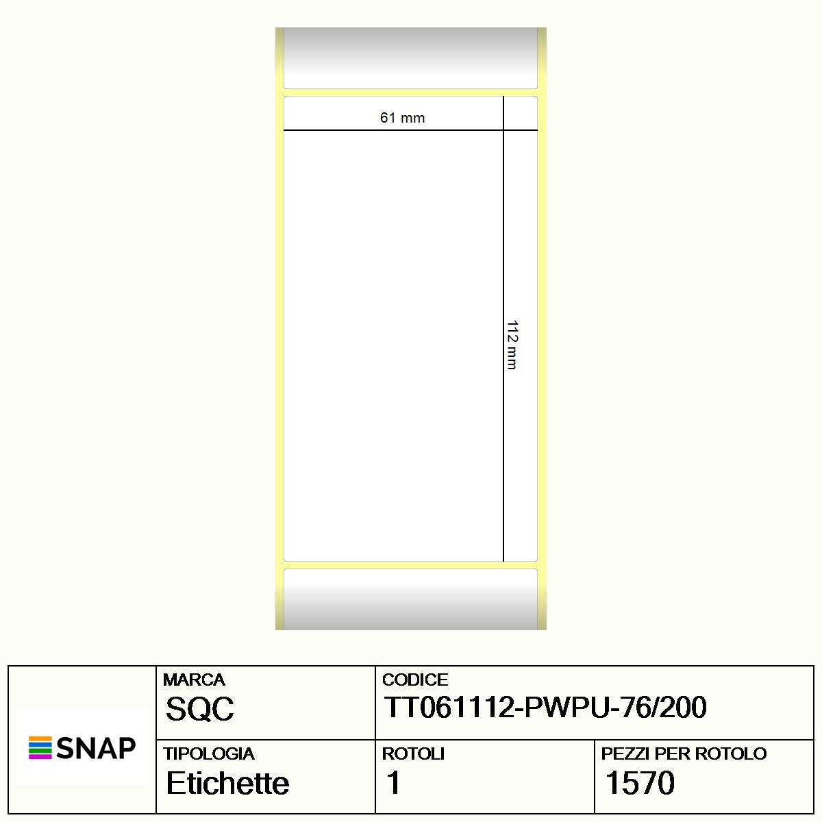TT061112-PWPU-76/200 - Etichette SQC  S-HARD-PT Carta