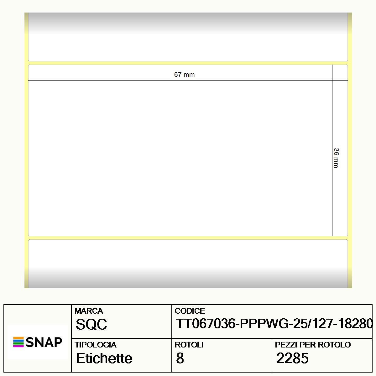TT067036-PPPWG-25/127-18280 - Etichette SQC  S-DESK-ST Polipropilene