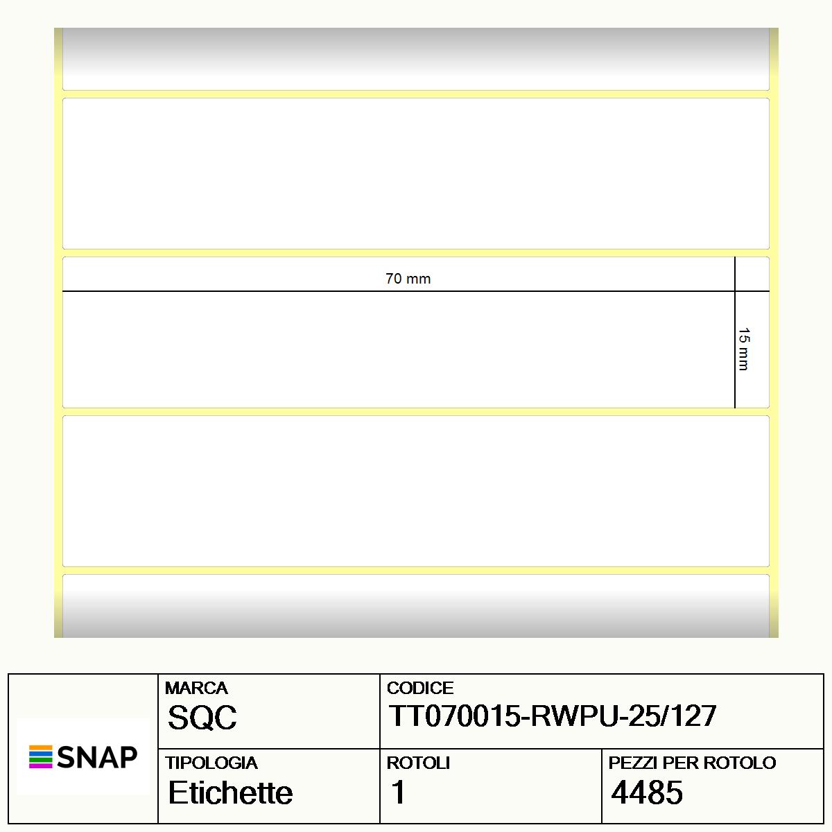 TT070015-RWPU-25/127 - Etichette SQC  S-DESK-PT Carta