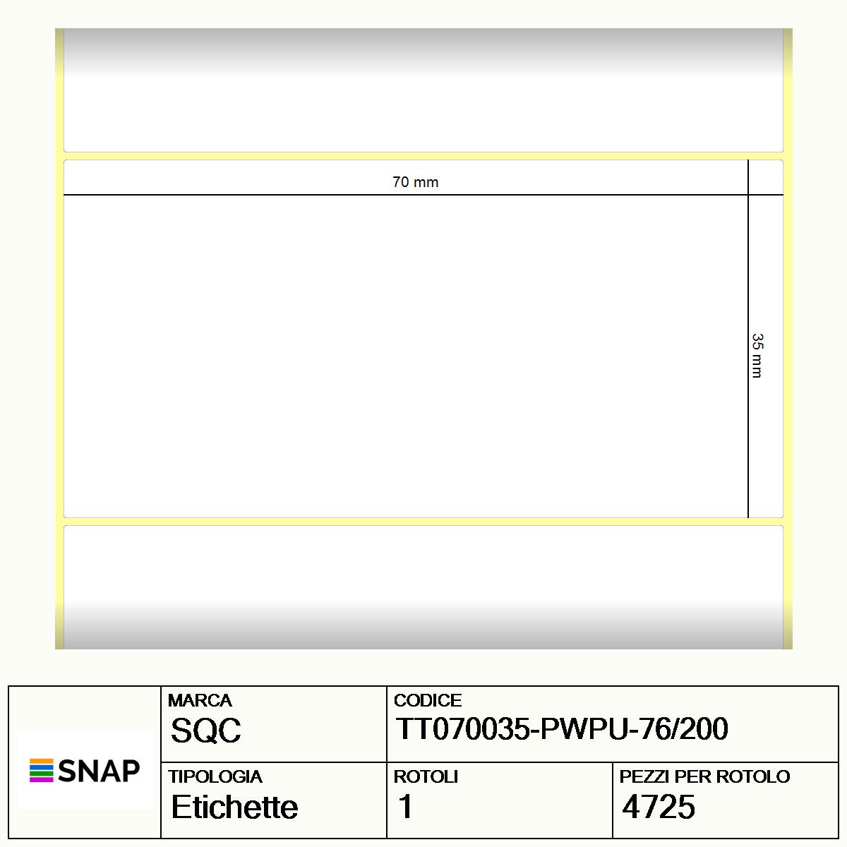 TT070035-PWPU-76/200 - Etichette SQC  S-HARD-PT Carta