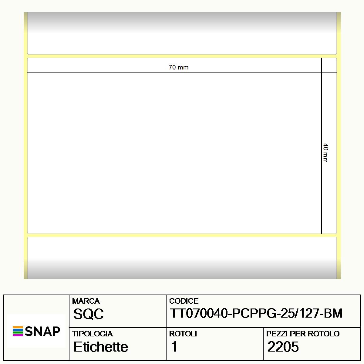 TT070040-PCPPG-25/127-BM - Etichette SQC Trasparente neutro