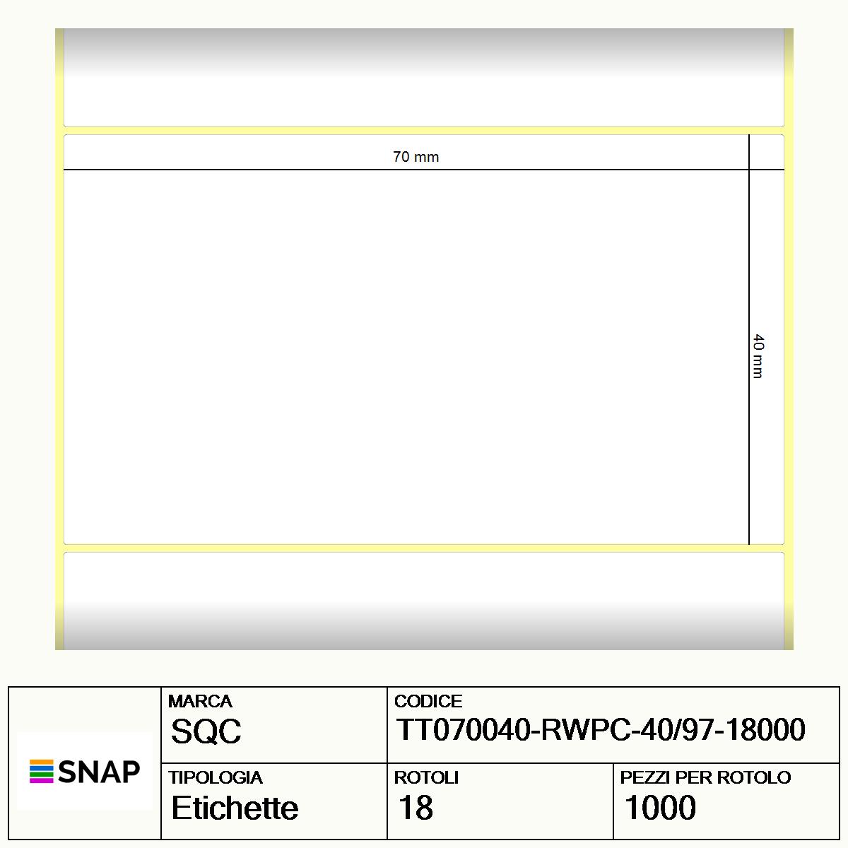TT070040-RWPC-40/97-18000 - Etichette SQC  S-DESK-PT Carta