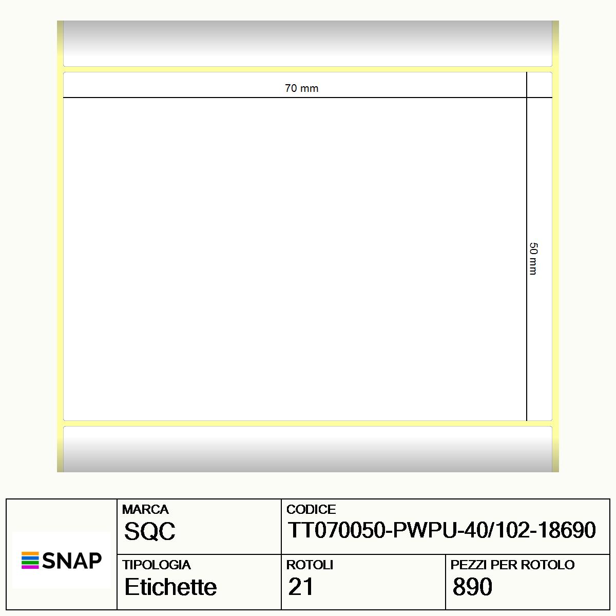 TT070050-PWPU-40/102-18690 - Etichette SQC  S-DESK-PT Carta