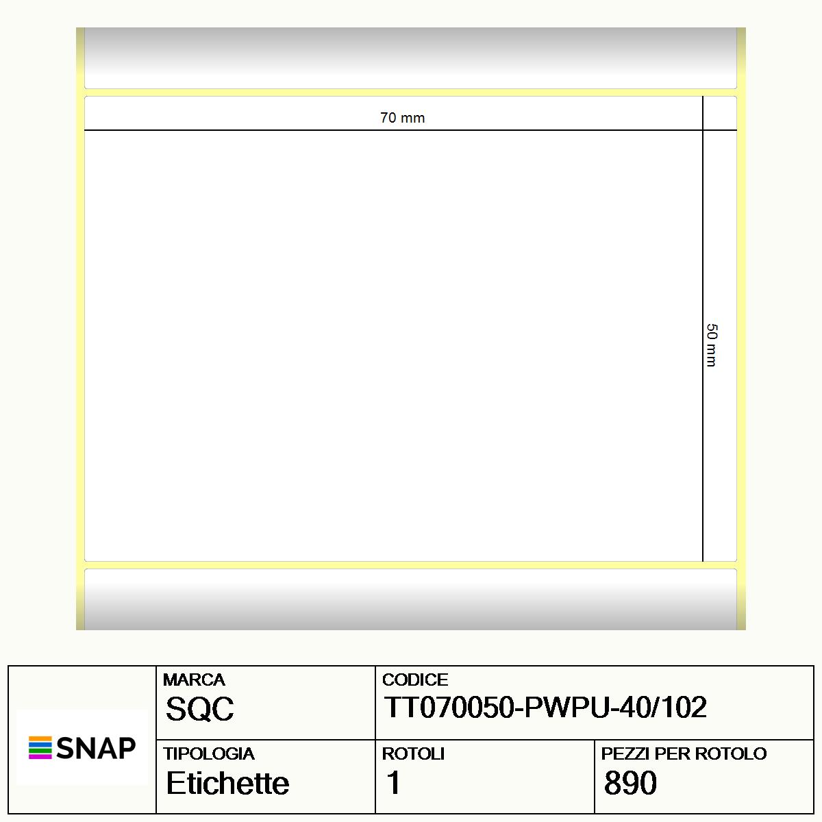 TT070050-PWPU-40/102 - Etichette SQC  S-DESK-PT Carta