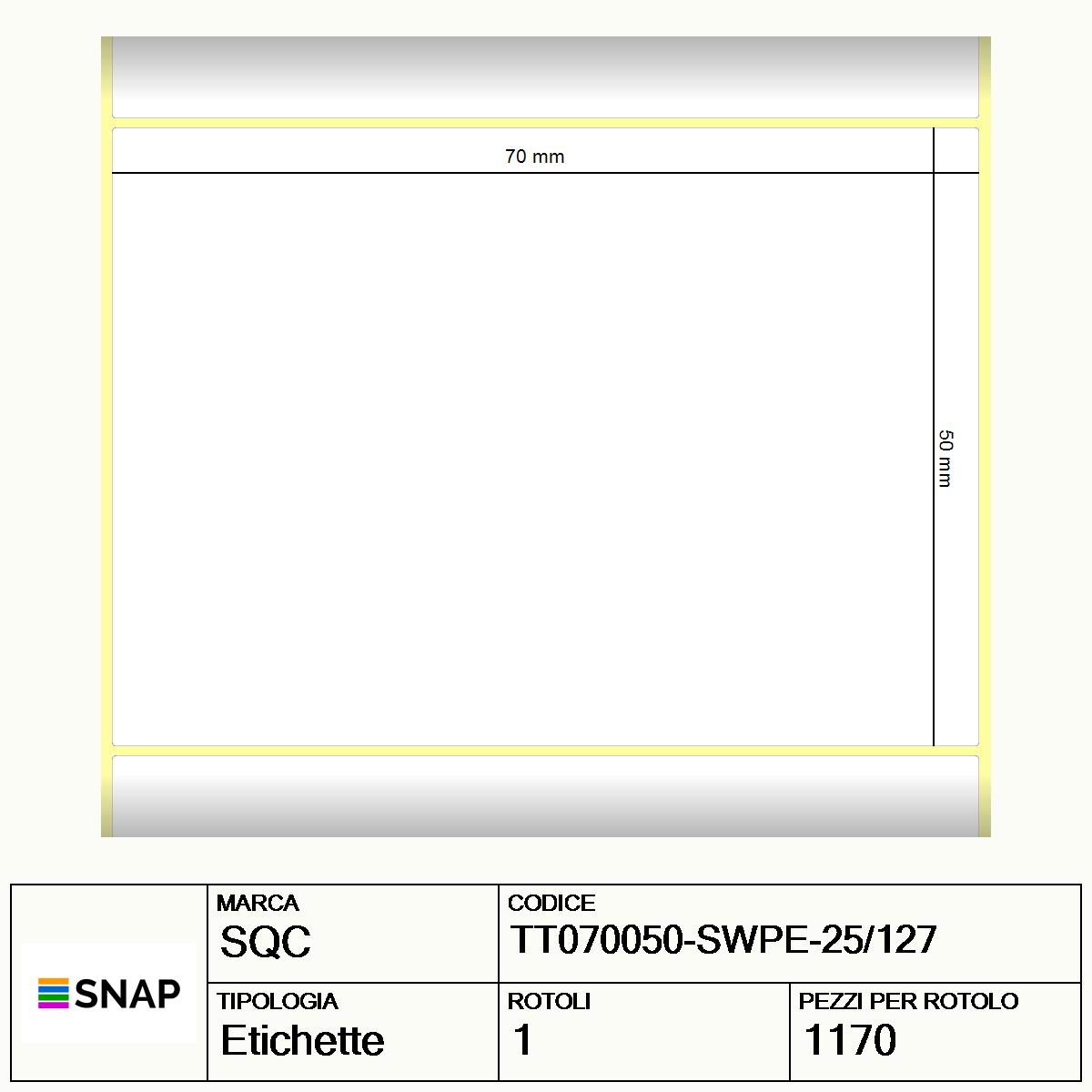 TT070050-SWPE-25/127 - Etichette SQC  S-STRONG Polietilene