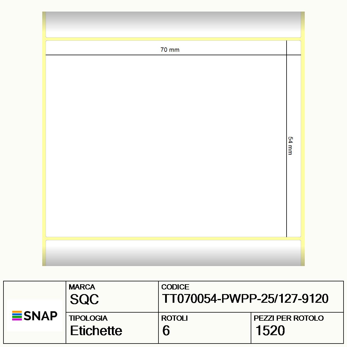 TT070054-PWPP-25/127-9120 - Etichette SQC  S-DESK-ST Polipropilene