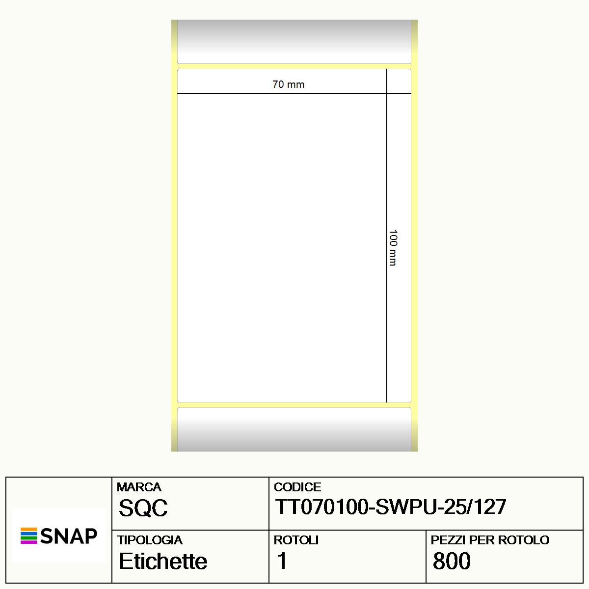 TT070100-SWPU-25/127 - Etichette SQC  S-DESK-PT Carta