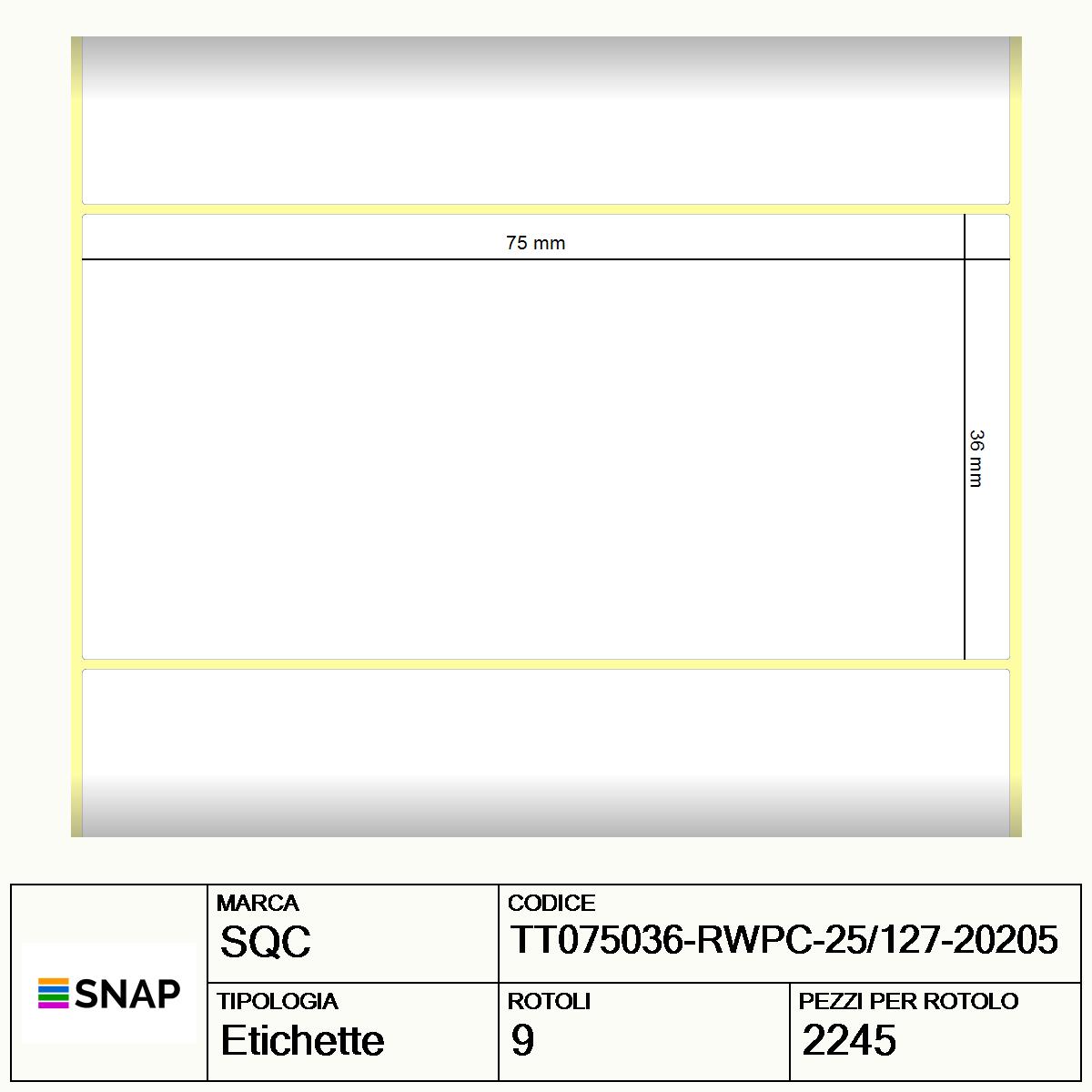 TT075036-RWPC-25/127-20205 - Etichette SQC  S-DESK-PT Carta