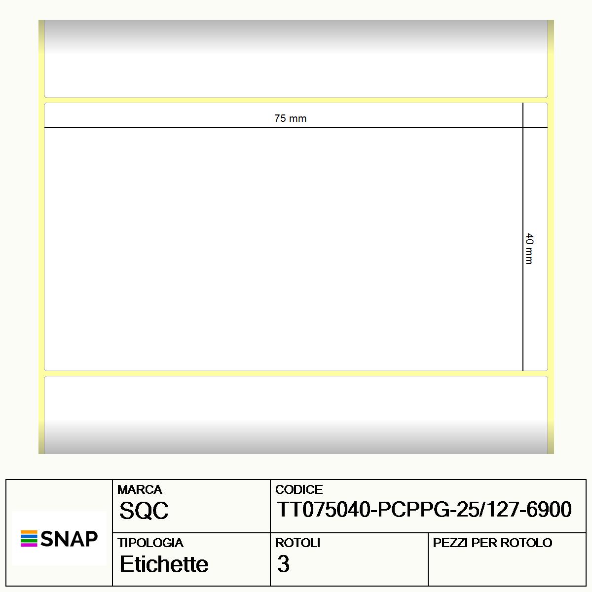 TT075040-PCPPG-25/127-6900 - Etichette SQC Trasparente neutro