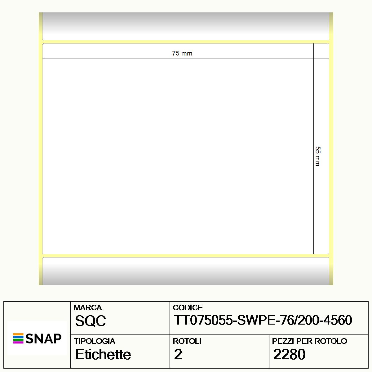 TT075055-SWPE-76/200-4560 - Etichette SQC  S-STRONG Polietilene