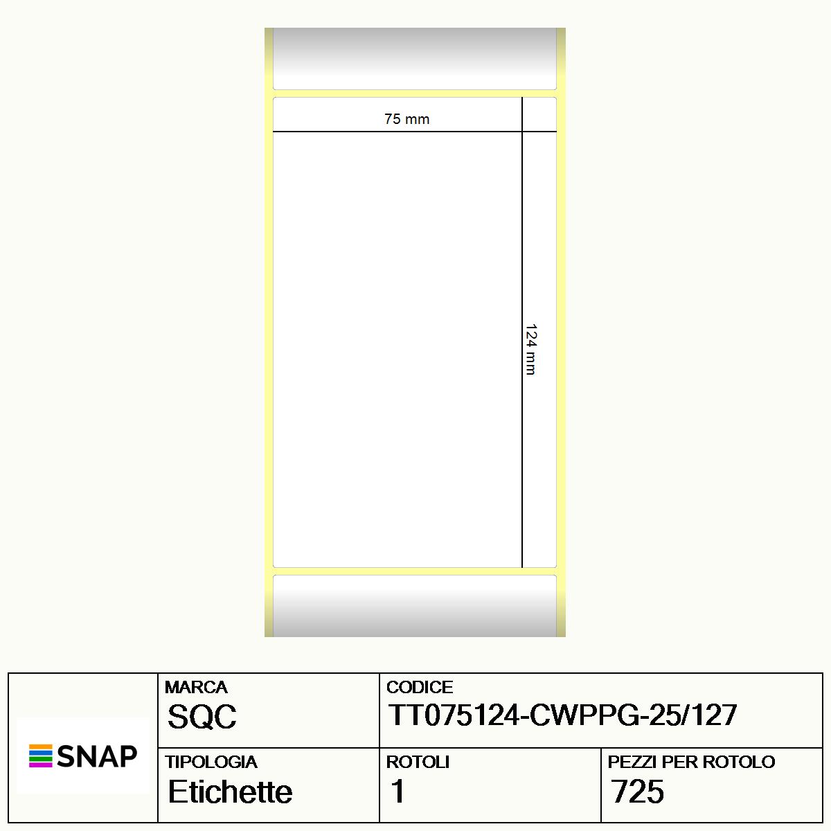 TT075124-CWPPG-25/127 - Etichette SQC  S-DESK-ST Polipropilene