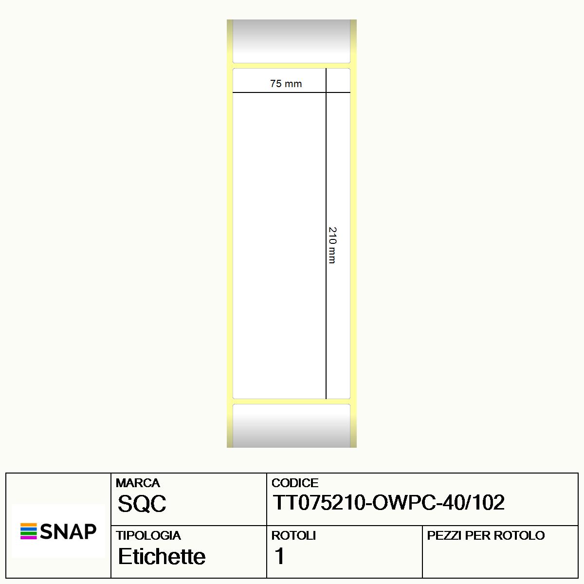 TT075210-OWPC-40/102 - Etichette SQC  S-DESK-PT Carta