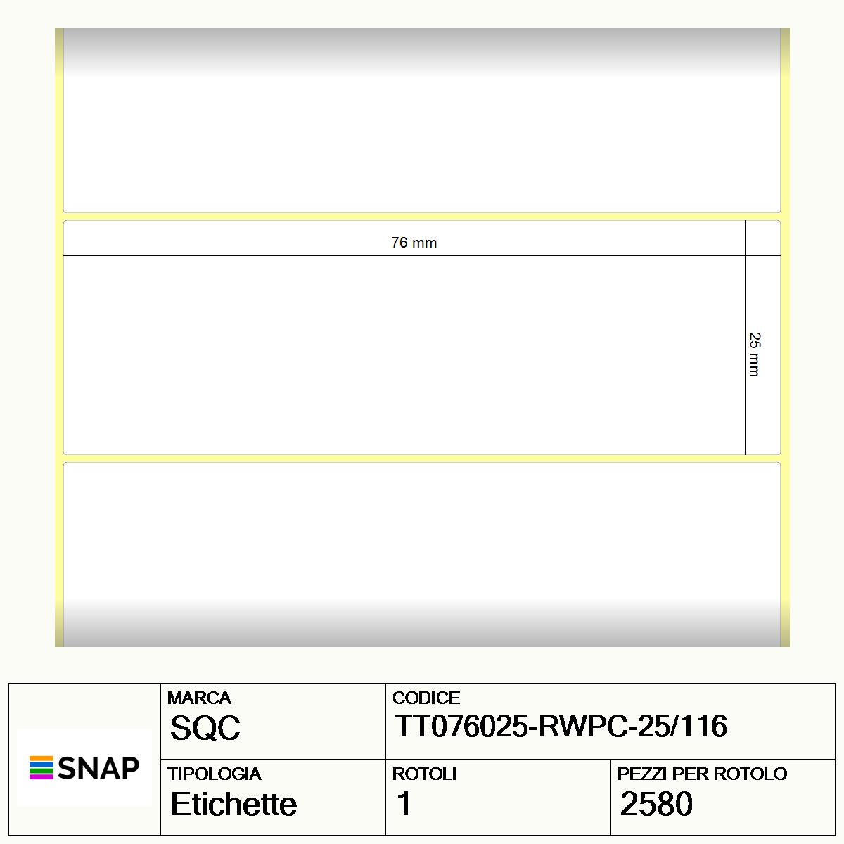 TT076025-RWPC-25/116 - Etichette SQC  Carta