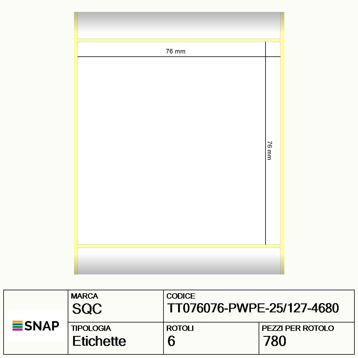 TT076076-PWPE-25/127-4680 - Etichette SQC  S-DESK-ST Poliestere