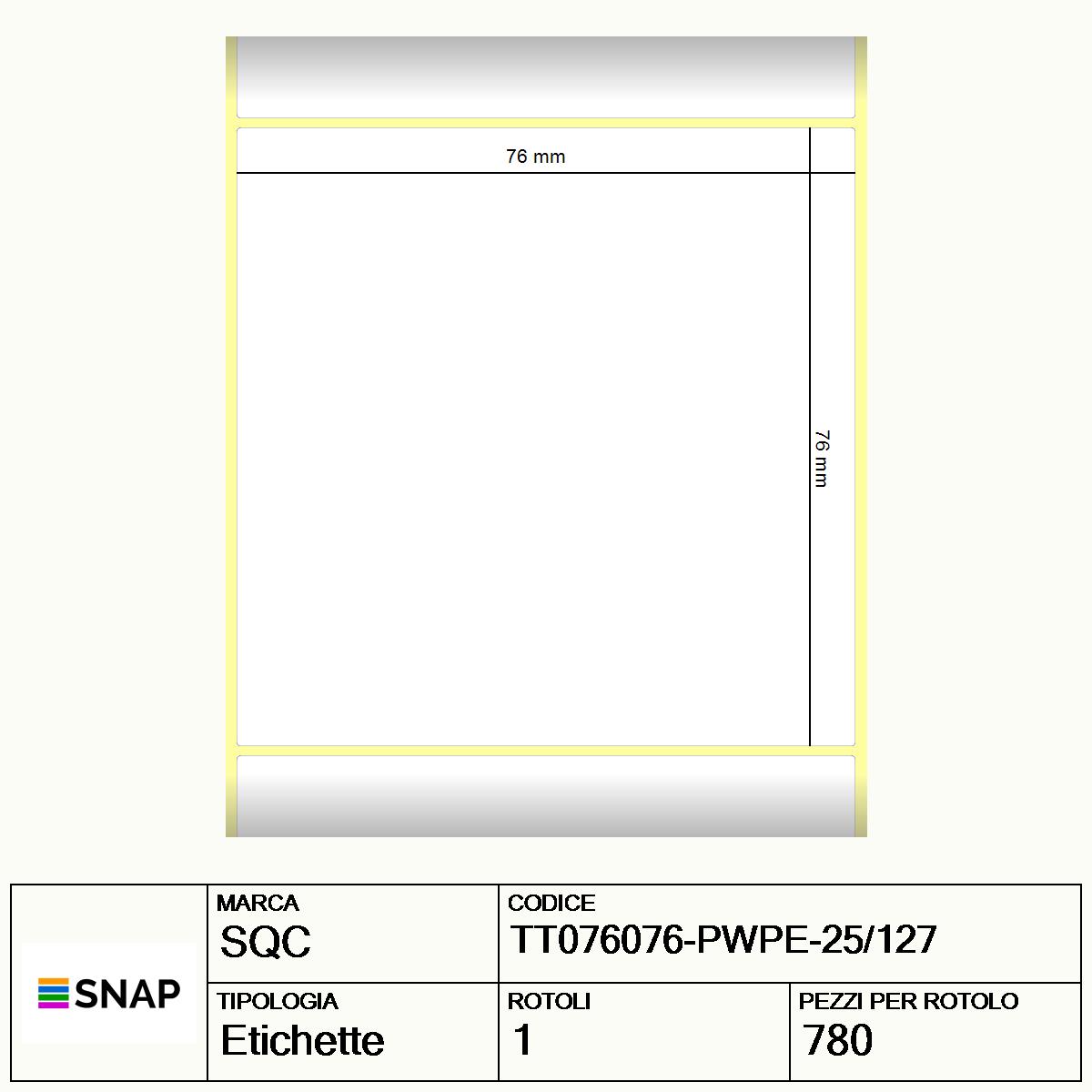 TT076076-PWPE-25/127 - Etichette SQC  Poliestere