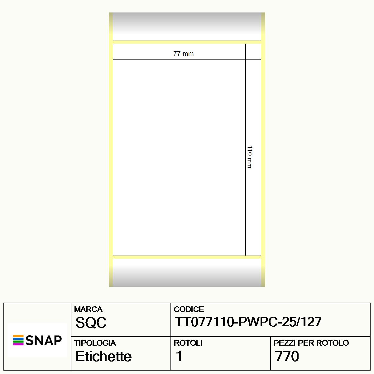TT077110-PWPC-25/127 - Etichette SQC  S-DESK-PT Carta
