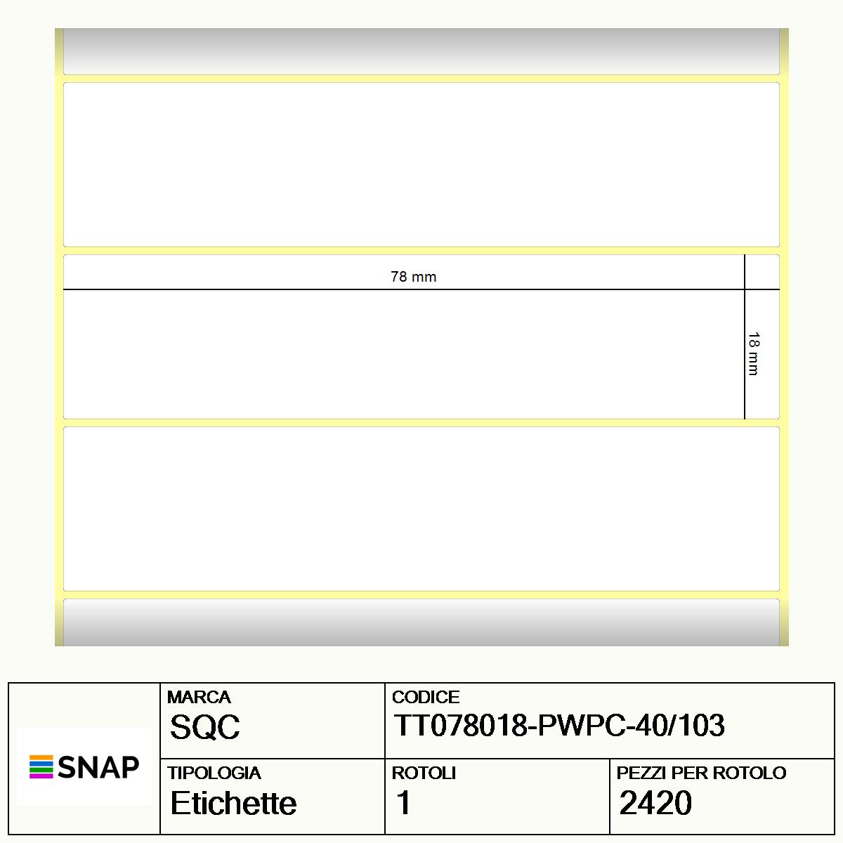 TT078018-PWPC-40/103 - Etichette SQC  S-DESK-PT Carta