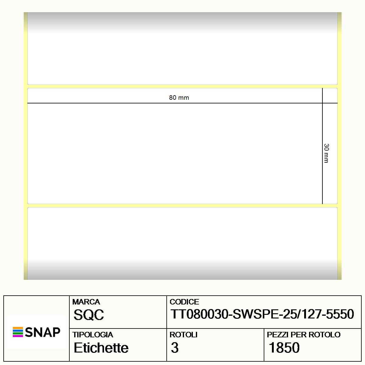 TT080030-SWSPE-25/127-5550 - Etichette SQC  S-STRONG Polietilene