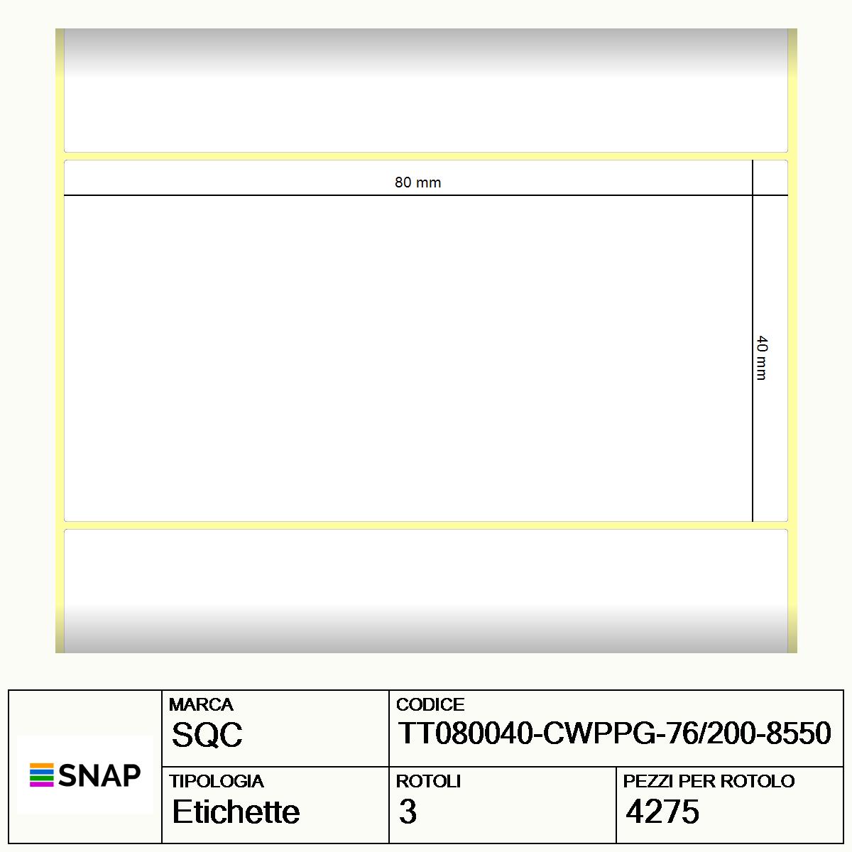 TT080040-CWPPG-76/200-8550 - Etichette SQC  S-FROZEN Polipropilene