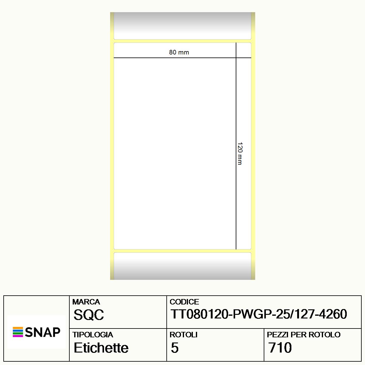 TT080120-PWGP-25/127-4260 - Etichette SQC  S-DESK-PT Carta