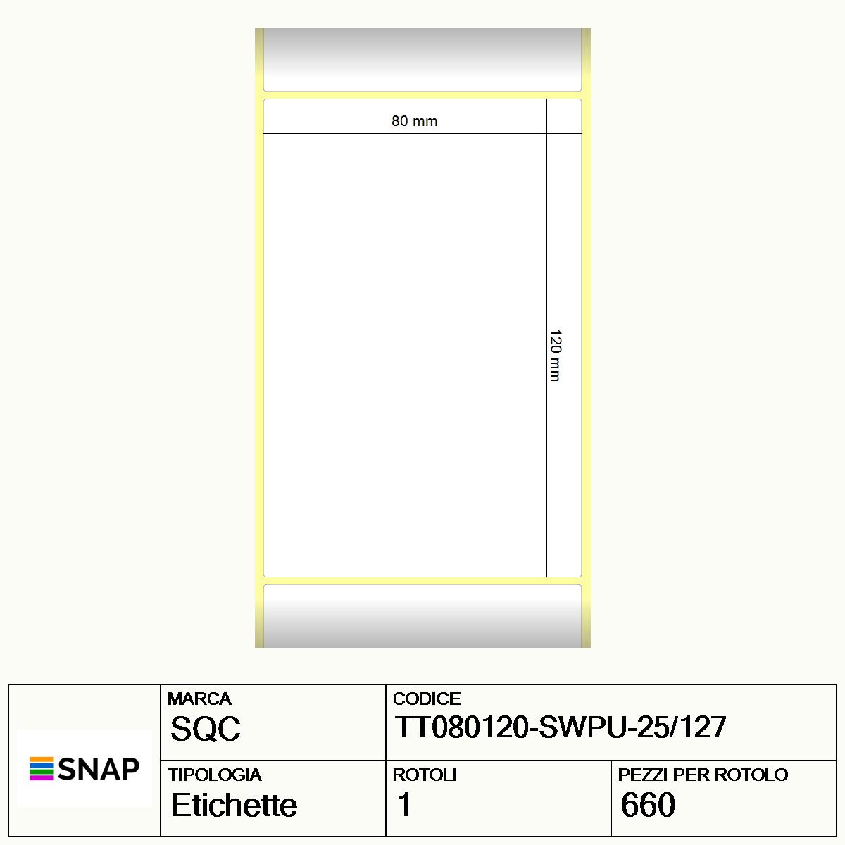 TT080120-SWPU-25/127 - Etichette SQC  S-DESK-PT Carta