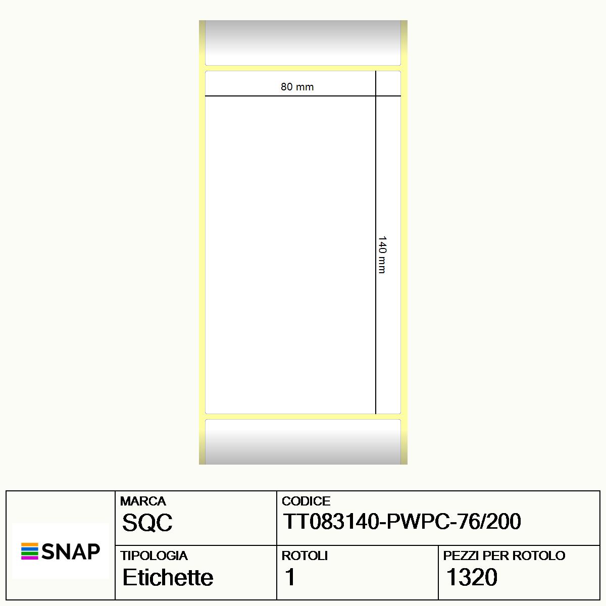TT083140-PWPC-76/200 - Etichette SQC  S-HARD-PT Carta