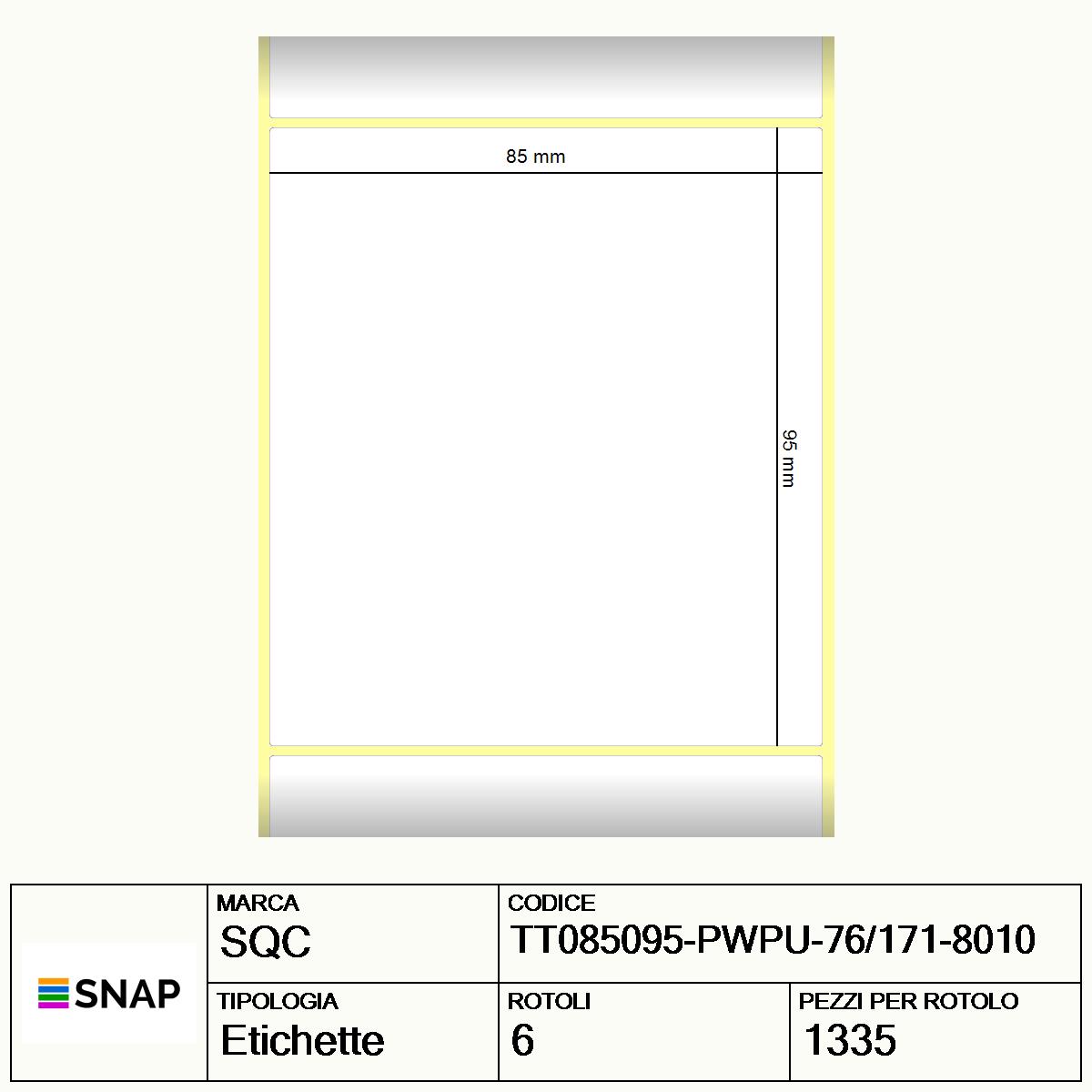 TT085095-PWPU-76/171 - Etichette SQC  S-HARD-PT Carta