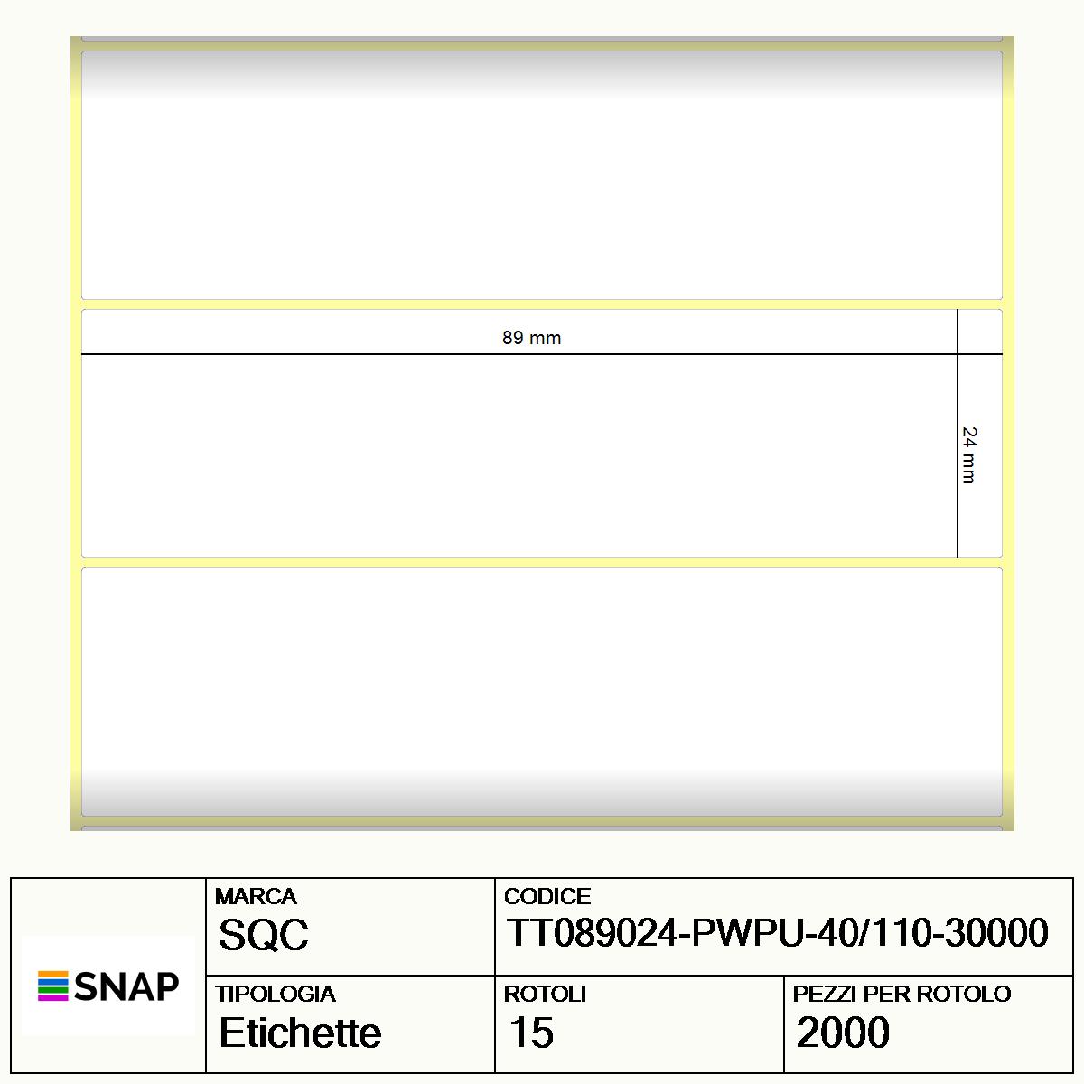 TT089024-PWPU-40/110-30000 - Etichette SQC  S-DESK-PT Carta