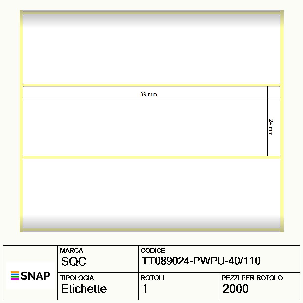 TT089024-PWPU-40/110 - Etichette SQC  S-DESK-PT Carta