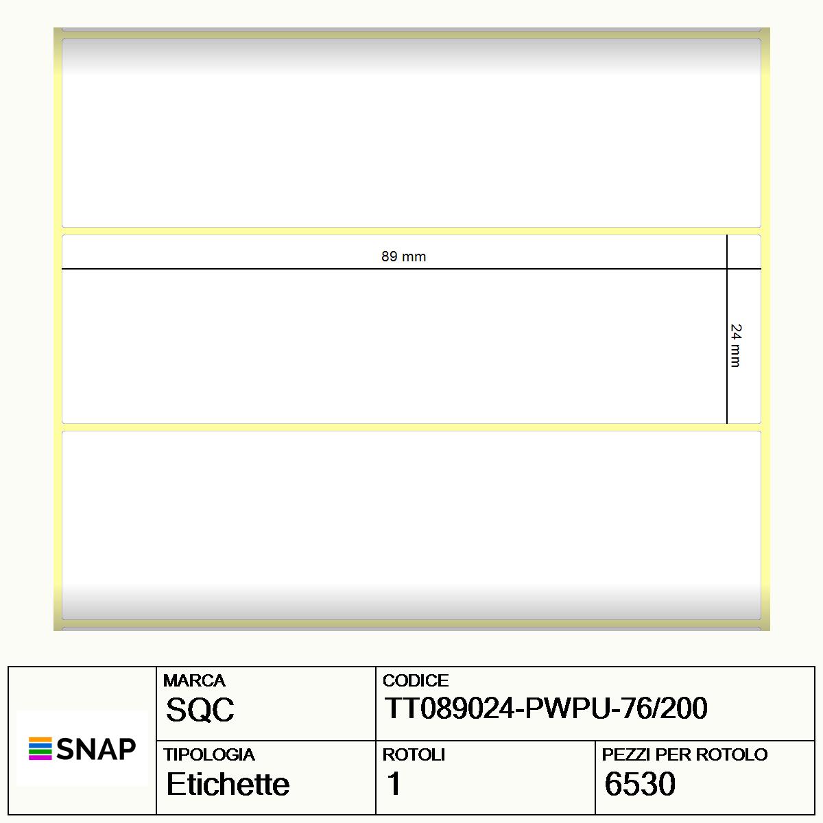 TT089024-PWPU-76/200 - Etichette SQC  Carta