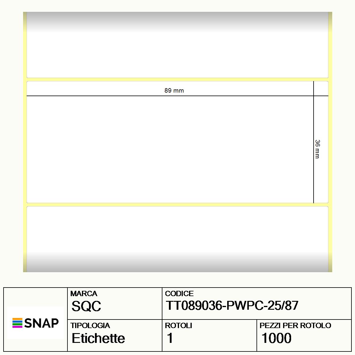 TT089036-PWPC-25/87 - Etichette SQC  S-DESK-PT Carta