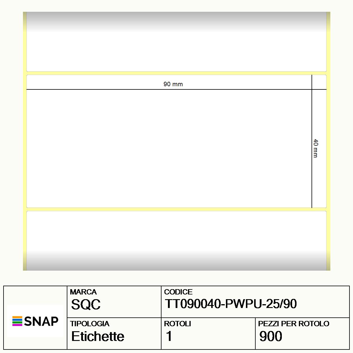 TT090040-PWPU-25/90 - Etichette SQC  S-DESK-PT Carta