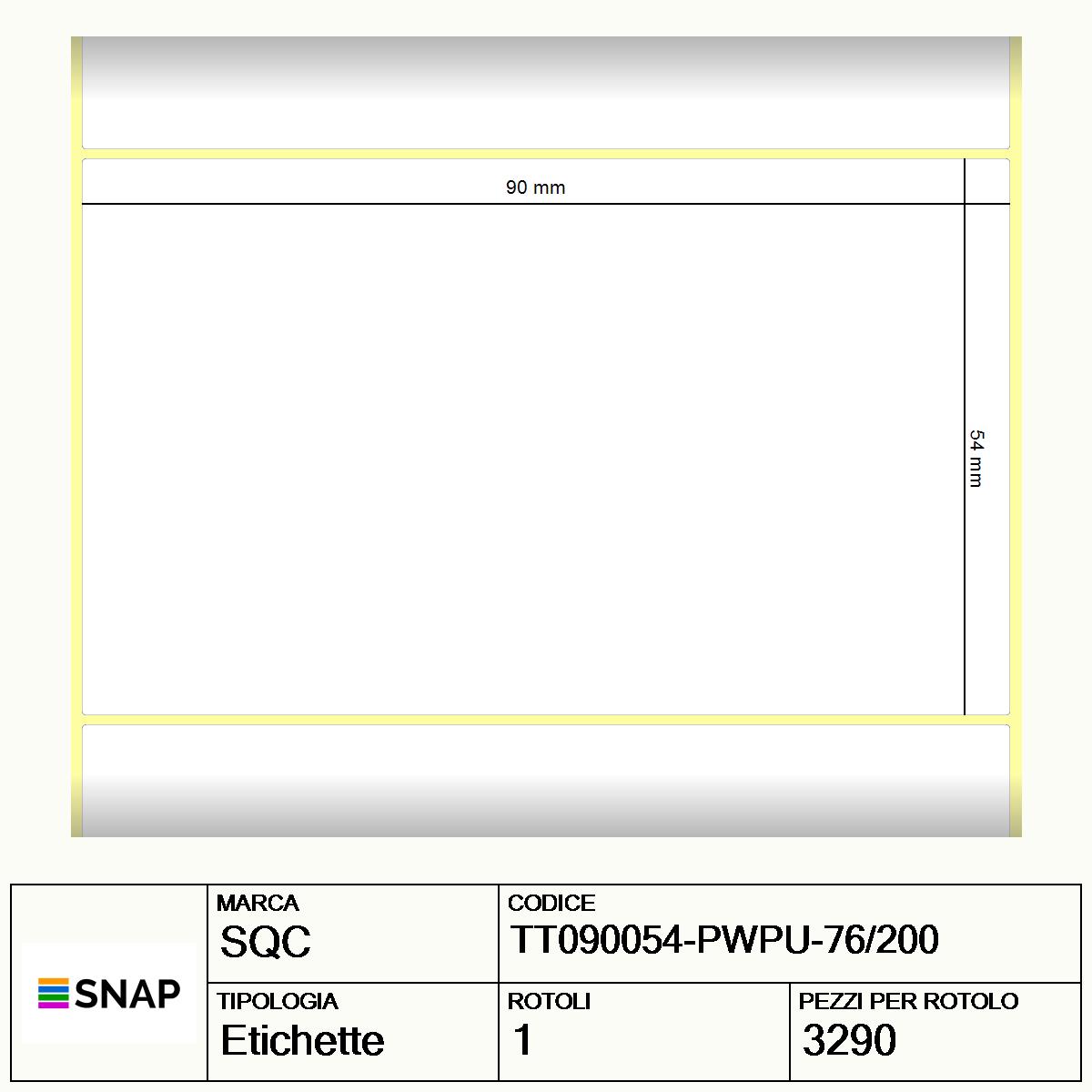 TT090054-PWPU-76/200 - Etichette SQC  S-HARD-PT Carta
