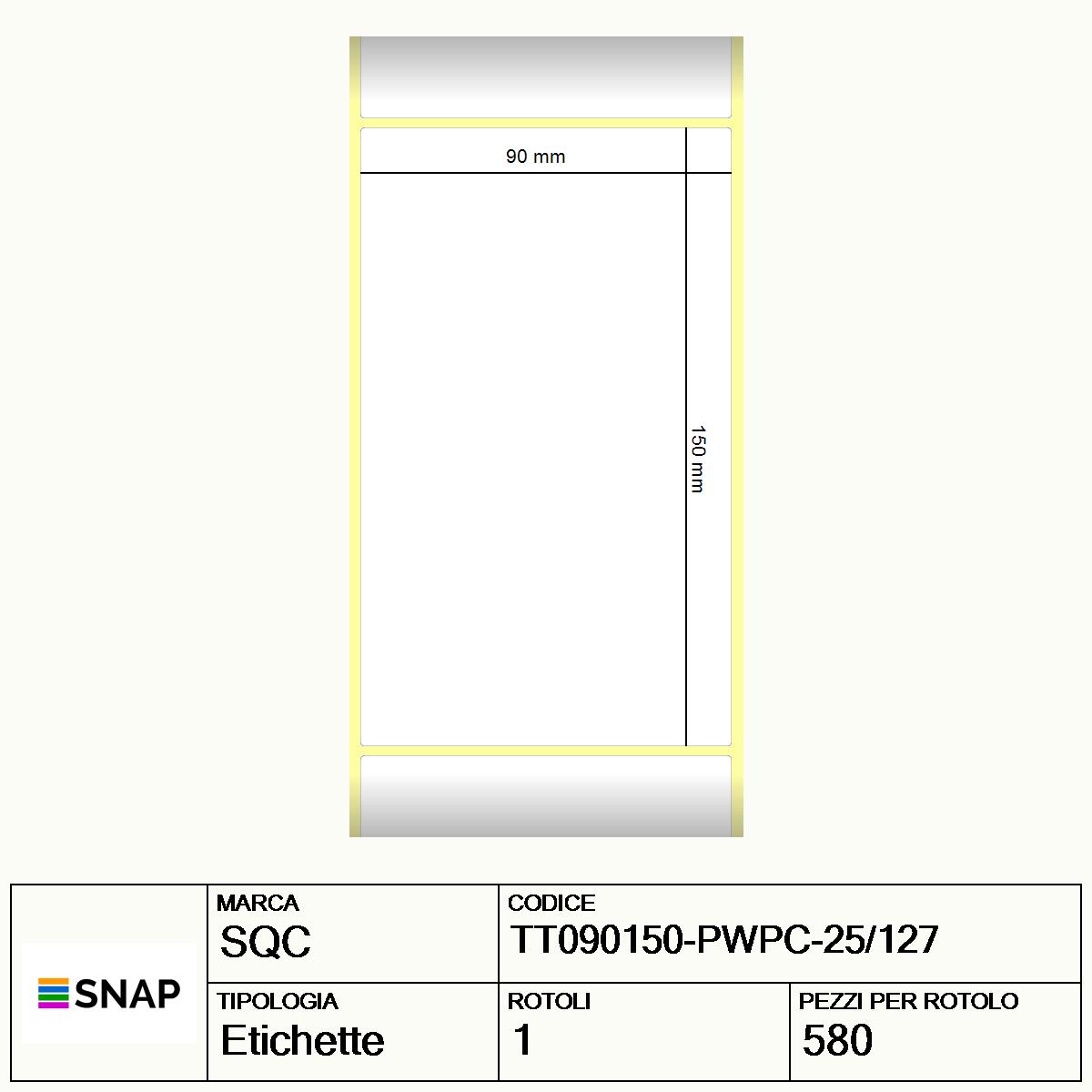 TT090150-PWPC-25/127 - Etichette SQC  S-DESK-PT Carta