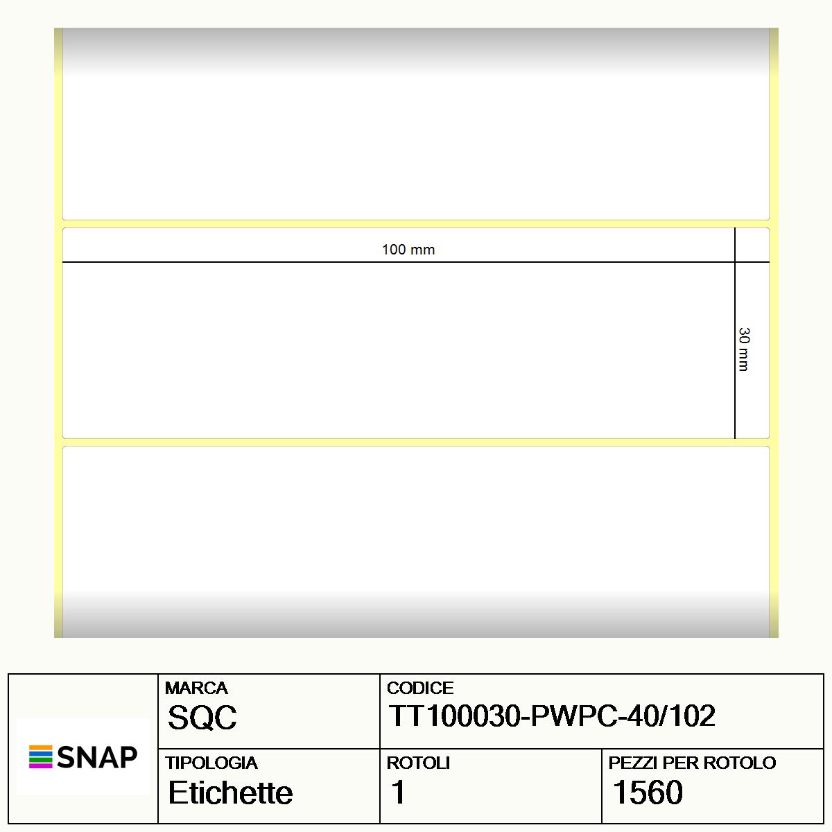 TT100030-PWPC-40/102 - Etichette SQC  S-DESK-PT Carta