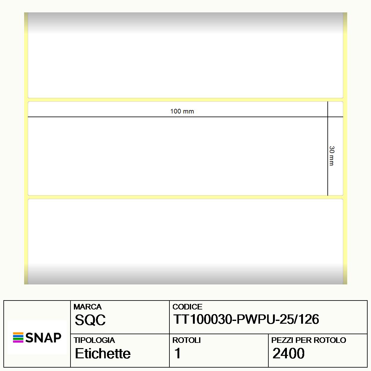 TT100030-PWPU-25/126 - Etichette SQC  S-DESK-PT Carta