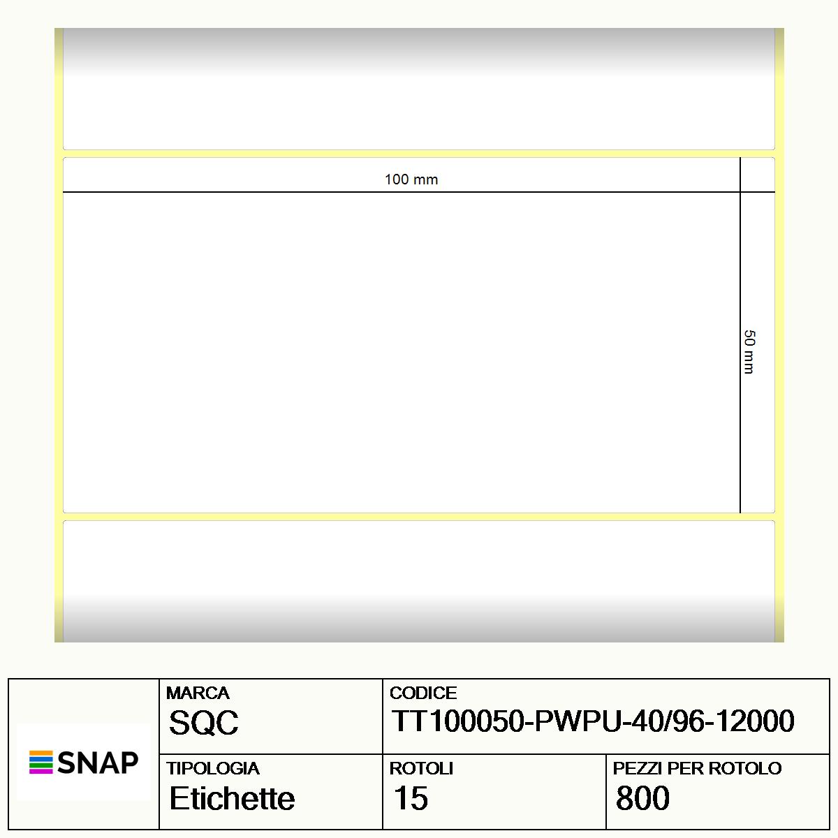 TT100050-PWPU-40/96-12000 - Etichette SQC  S-DESK-PT Carta