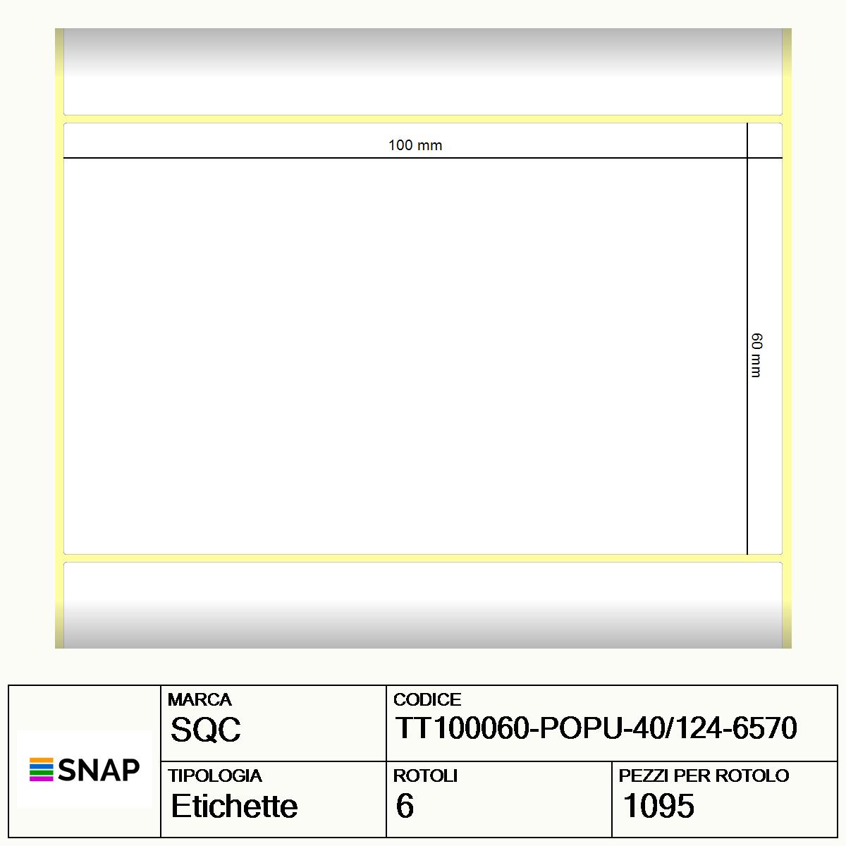 TT100060-POPU-40/124-6570 - Etichette SQC Arancione S-DESK-PTC Carta