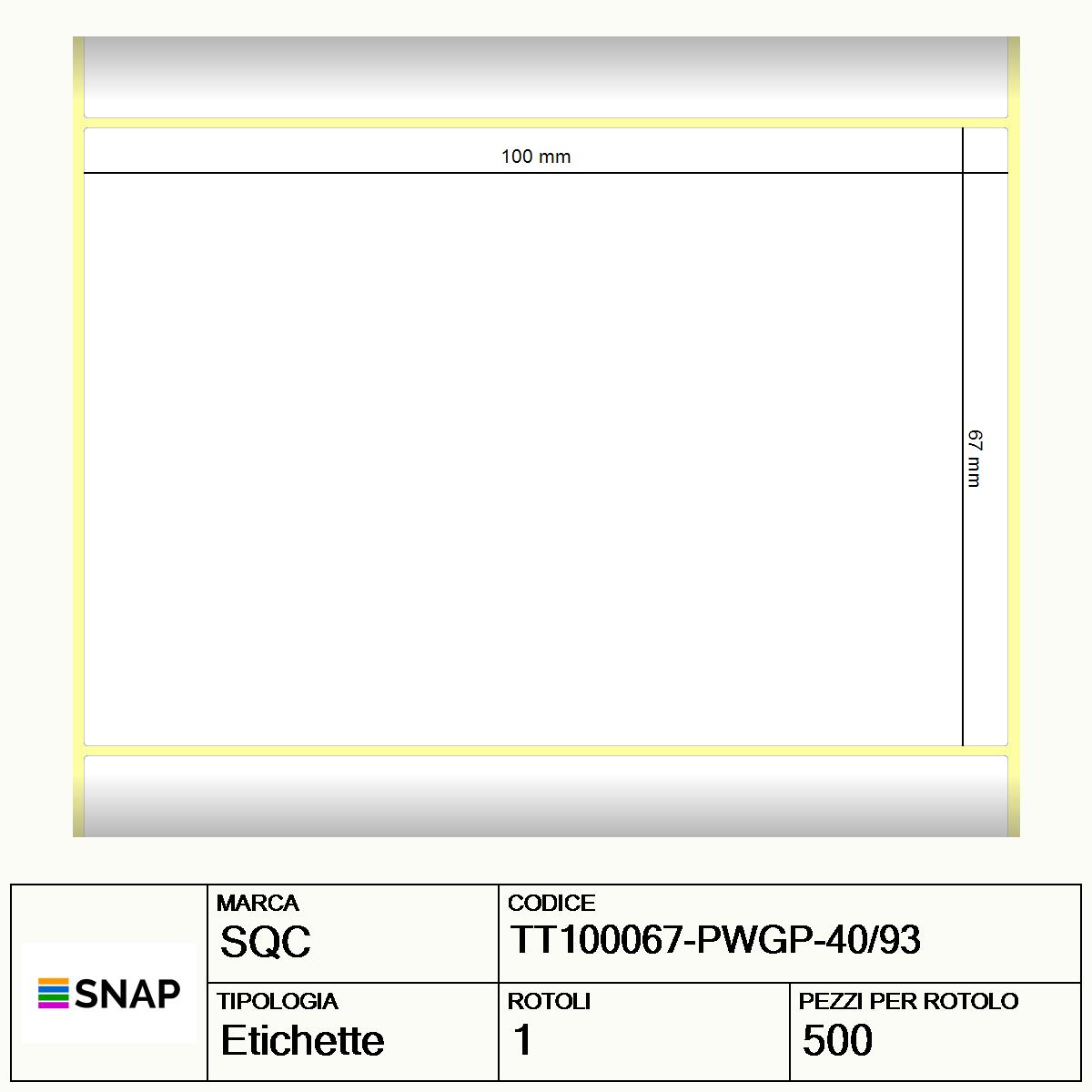 TT100067-PWGP-40/93 - Etichette SQC  S-DESK-PT Carta
