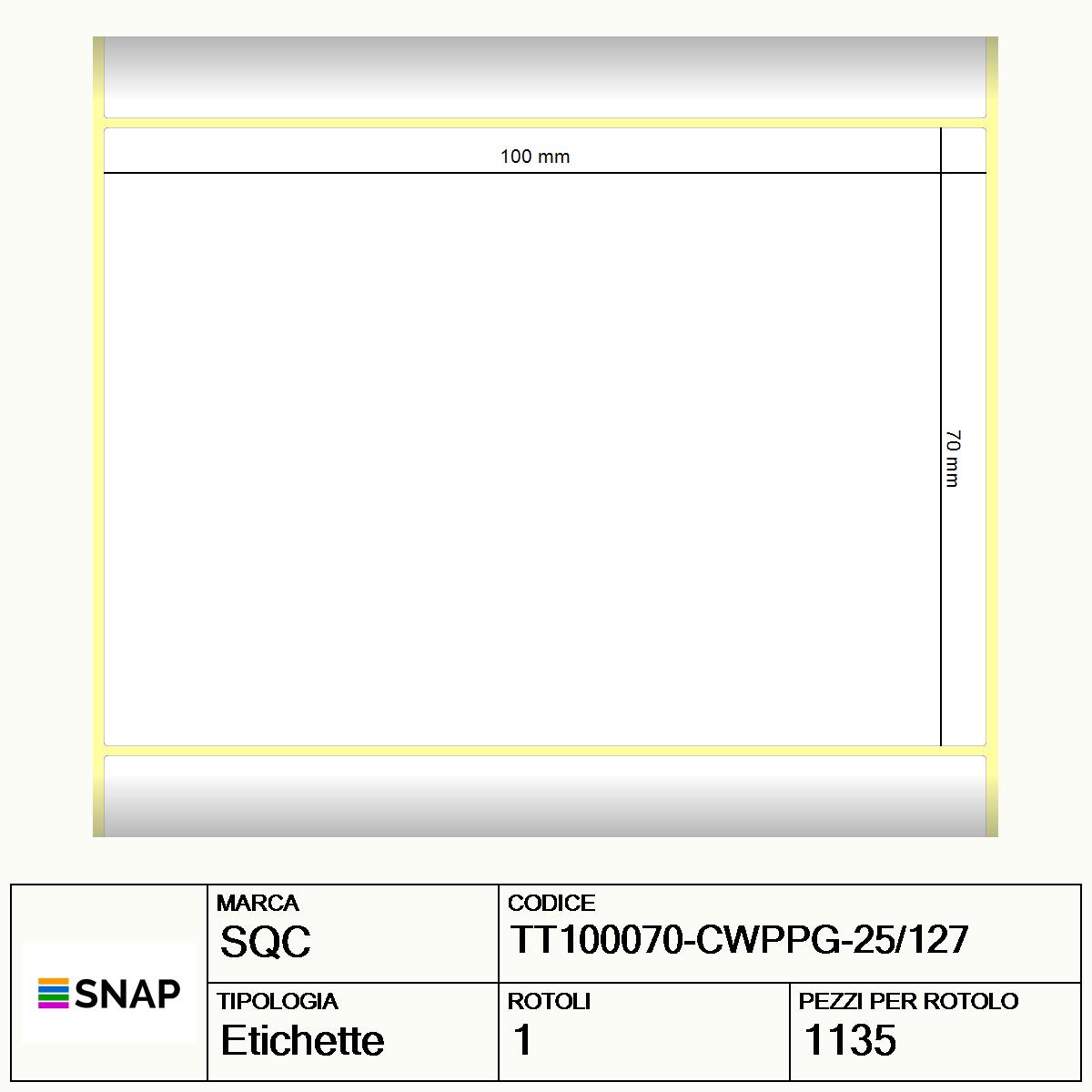 TT100070-CWPPG-25/127 - Etichette SQC  S-FROZEN Polipropilene