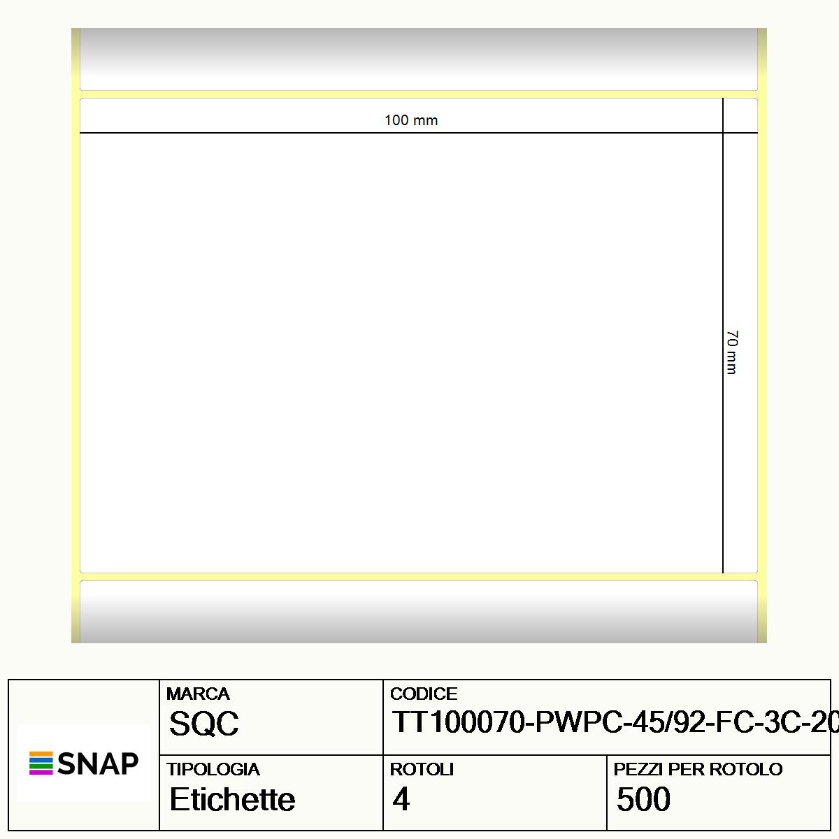TT100070-PWPC-45/92-FC-3C-2000 - Etichette SQC Personalizzato Carta