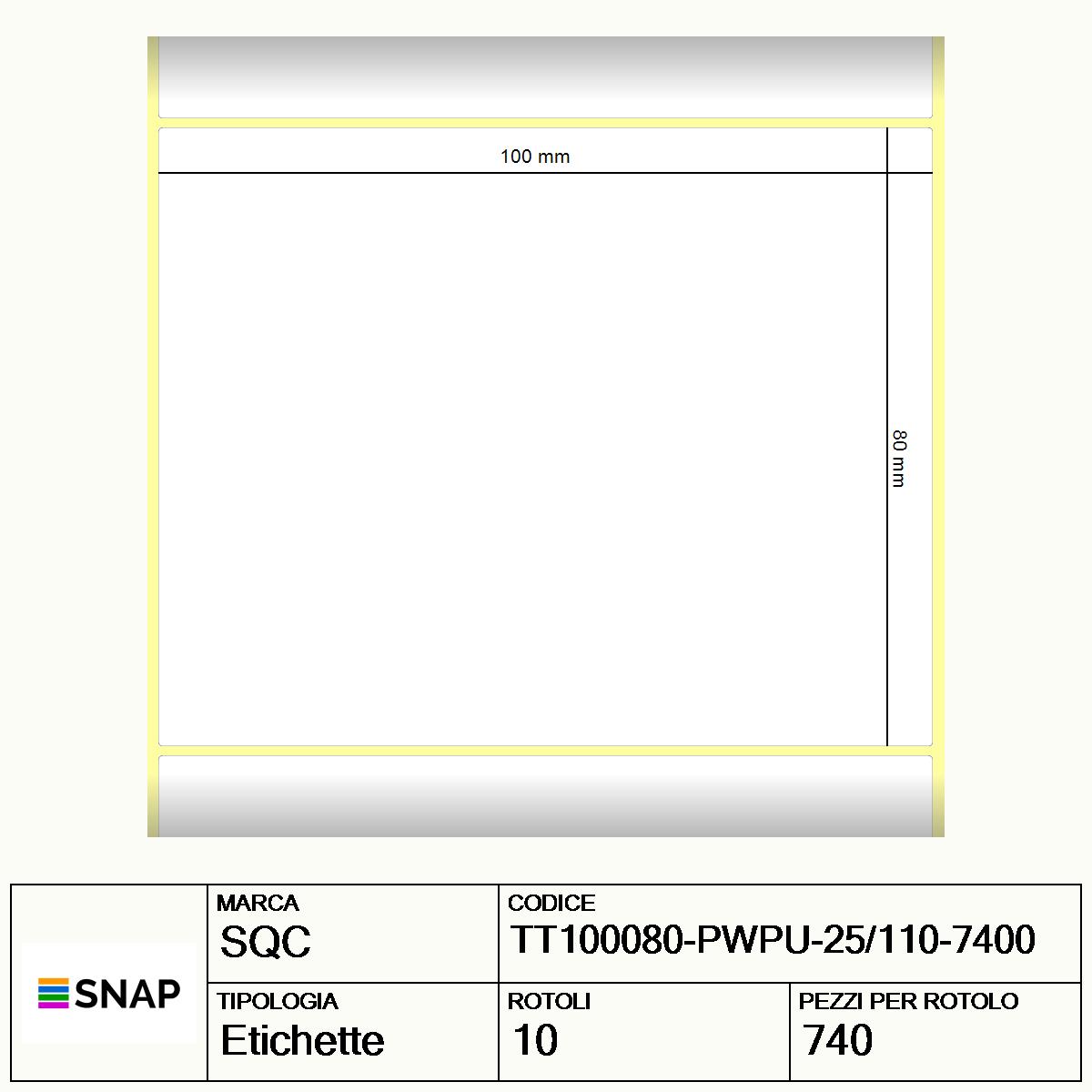 TT100080-PWPU-25/110-7400 - Etichette SQC  S-DESK-PT Carta