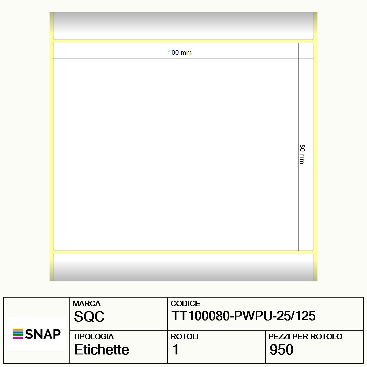 TT100080-PWPU-25/125 - Etichette SQC  S-DESK-PT Carta
